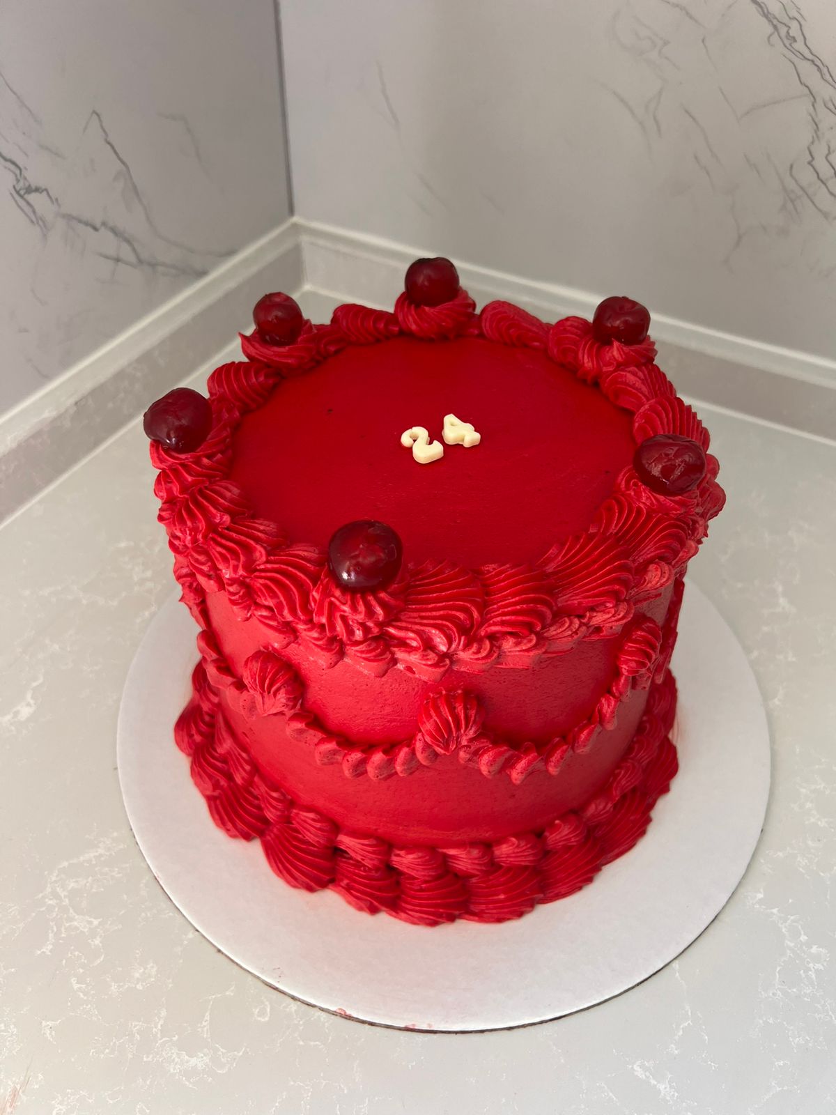 7 Inch Round Cake with Cherries